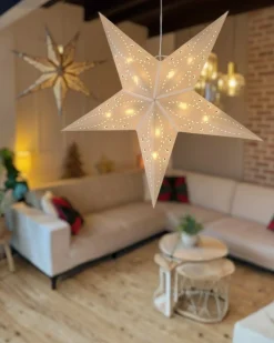 Zestaw 2 dekoracji wiszących LED MOTTI Gwiazda 60 cm Biały