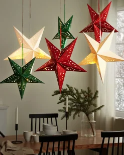 Zestaw 2 dekoracji wiszących LED MOTTI Gwiazda 60 cm Szmaragdowy
