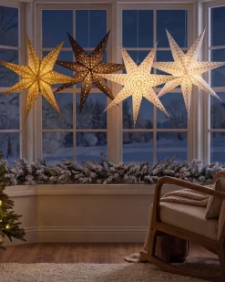 Zestaw 4 dekoracji wiszących LED TRISUL Gwiazda 60 cm Kolorowy