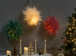 Zestaw 3 dekoracji wiszących LED GROVLAN Gwiazda 41 cm Kolorowy