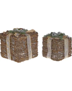 Zestaw 2 dekoracji świątecznych INARI Prezenty świąteczne 28/21 cm Srebrny