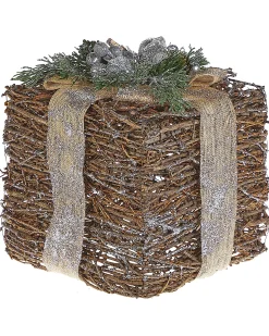 Zestaw 2 dekoracji świątecznych INARI Prezenty świąteczne 28/21 cm Srebrny