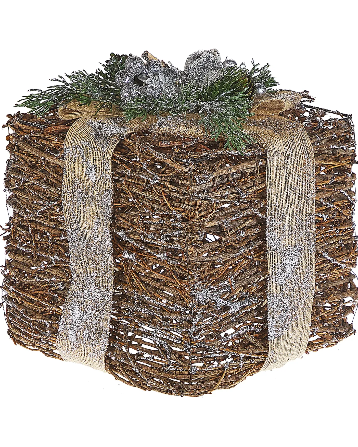 Zestaw 2 dekoracji świątecznych INARI Prezenty świąteczne 28/21 cm Srebrny
