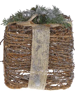 Zestaw 2 dekoracji świątecznych INARI Prezenty świąteczne 28/21 cm Srebrny