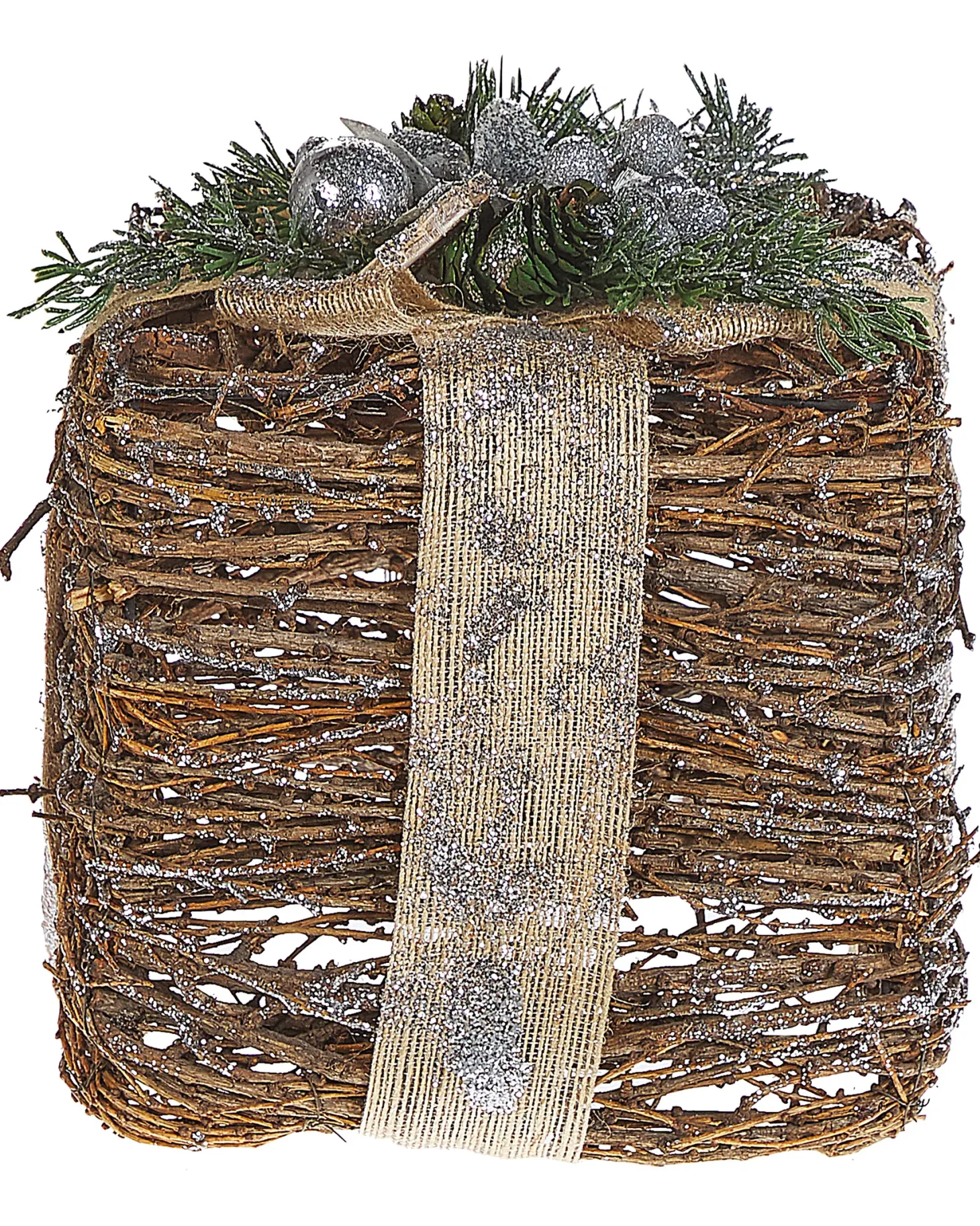 Zestaw 2 dekoracji świątecznych INARI Prezenty świąteczne 28/21 cm Srebrny