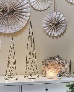 Zestaw 2 dekoracji świątecznych LED NEIDEN Choinka 52/38 cm Srebrny