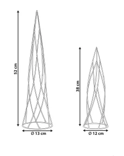 Zestaw 2 dekoracji świątecznych LED NEIDEN Choinka 52/38 cm Srebrny