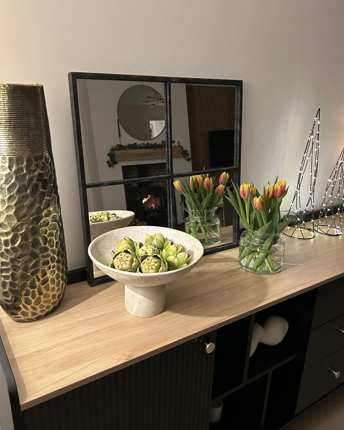 Zestaw 2 dekoracji świątecznych LED NEIDEN Choinka 52/38 cm Srebrny