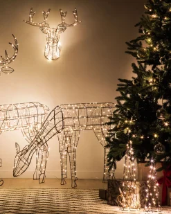 Zestaw 2 dekoracji świątecznych LED NEIDEN Choinka 52/38 cm Srebrny