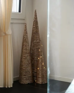 Zestaw 3 dekoracji świątecznych LED TUELSO Choinka 60/80/100 cm Złoty