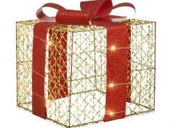 Zestaw 3 dekoracji świątecznych LED LYSEREN Prezenty świąteczne 20/25/30 cm Złoty