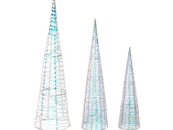 Zestaw 3 dekoracji świątecznych LED SONDER Choinka 40/60/80 cm Biały