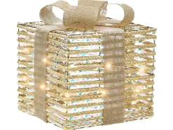 Zestaw 3 dekoracji świątecznych LED MOSSO Prezenty świąteczne 20/25/30 cm Beżowy