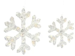 Zestaw 2 dekoracji świątecznych LED GURRE Śnieżynka 40/50 cm Biały