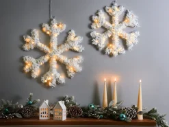 Zestaw 2 dekoracji świątecznych LED GURRE Śnieżynka 40/50 cm Biały