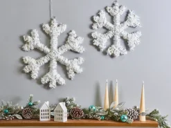 Zestaw 2 dekoracji świątecznych LED GURRE Śnieżynka 40/50 cm Biały