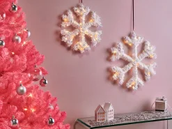 Zestaw 2 dekoracji świątecznych LED GURRE Śnieżynka 40/50 cm Biały