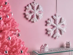 Zestaw 2 dekoracji świątecznych LED GURRE Śnieżynka 40/50 cm Biały