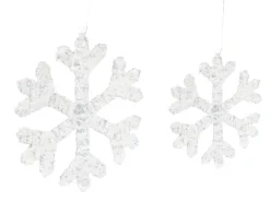 Zestaw 2 dekoracji świątecznych LED GURRE Śnieżynka 40/50 cm Biały