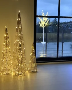 Zestaw 3 dekoracji świątecznych LED VEJLESO Choinka 40/60/80 cm Złoty