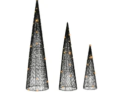 Zestaw 3 dekoracji świątecznych LED VEJLESO Choinka 40/60/80 cm Czarny