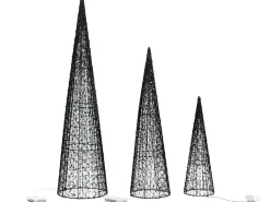 Zestaw 3 dekoracji świątecznych LED VEJLESO Choinka 40/60/80 cm Czarny