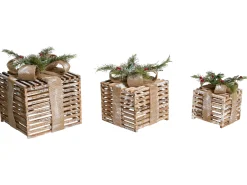 Zestaw 3 dekoracji świątecznych LED ROINE Prezenty świąteczne 15/20/25 cm Brązowy