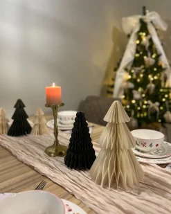 Zestaw 5 dekoracji świątecznych VORMA Choinka 25 cm Beżowy/ zielony