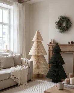 Zestaw 2 dekoracji świątecznych VEFSNA Choinka 90/122 cm Beżowy/ zielony