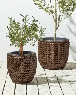 Zestaw 2 donic BERBERIS 34/45 cm Ciemnobrązowy Technorattan