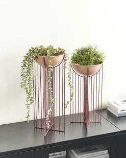 Zestaw 2 donic na nóżkach FICARIA Metal 22 cm Różowy