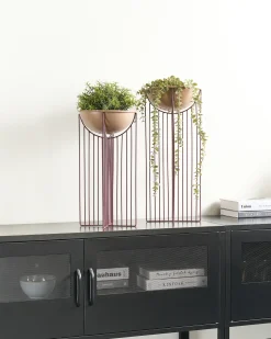 Zestaw 2 donic na nóżkach FICARIA Metal 22 cm Różowy