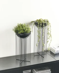 Zestaw 2 donic na nóżkach FICARIA Metal 22 cm Czarny
