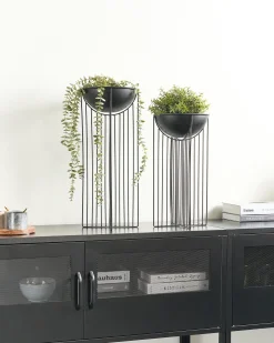 Zestaw 2 donic na nóżkach FICARIA Metal 22 cm Czarny