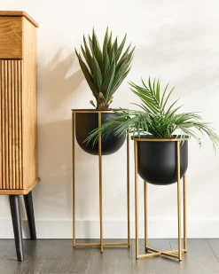 Zestaw 2 donic na nóżkach THUJA Metal 21 cm Czarny
