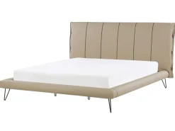 New Zestaw do sypialni Ekoskóra BETIN 180 x 200 cm Piaskowy Łóżka Podwójne|Łóżka Skórzane