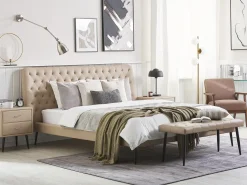 Outlet Ekoskóra ESSONNE 160 x 200 cm Łóżka Podwójne|Łóżka Skórzane