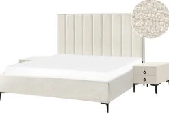 Discount SEZANNE Boucle Złamana biel 180 x 200 cm Łóżka Tapicerowane|Łóżka Podwójne