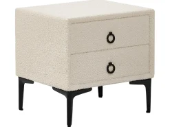Discount SEZANNE Boucle Złamana biel 180 x 200 cm Łóżka Tapicerowane|Łóżka Podwójne