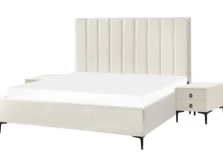 Discount SEZANNE Boucle Złamana biel 180 x 200 cm Łóżka Tapicerowane|Łóżka Podwójne