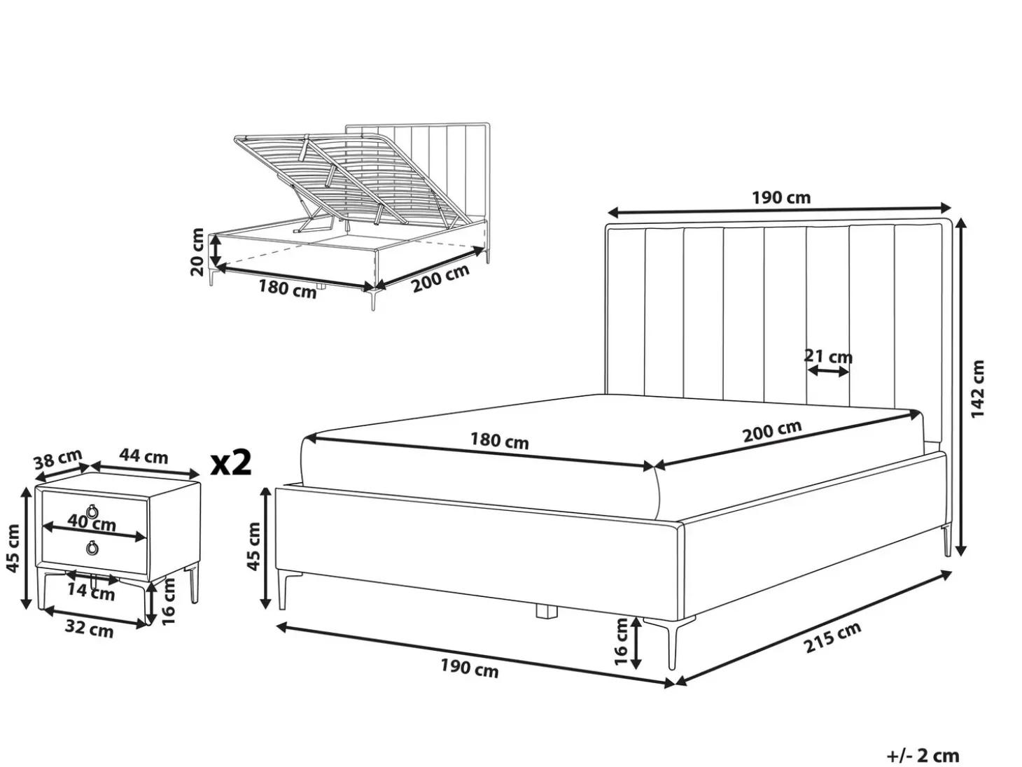 Discount SEZANNE Boucle Złamana biel 180 x 200 cm Łóżka Tapicerowane|Łóżka Podwójne