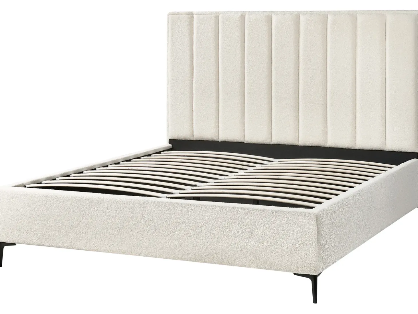 Discount SEZANNE Boucle Złamana biel 180 x 200 cm Łóżka Tapicerowane|Łóżka Podwójne