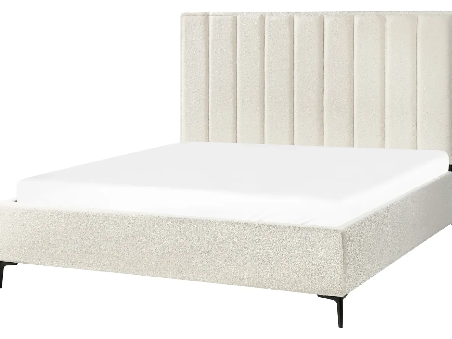 Discount SEZANNE Boucle Złamana biel 180 x 200 cm Łóżka Tapicerowane|Łóżka Podwójne