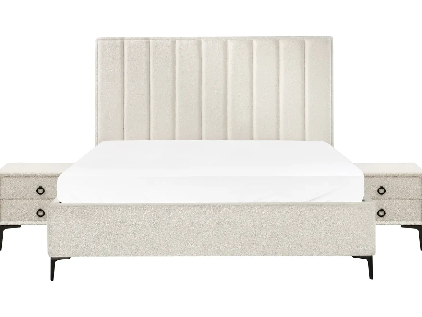 Discount SEZANNE Boucle Złamana biel 180 x 200 cm Łóżka Tapicerowane|Łóżka Podwójne