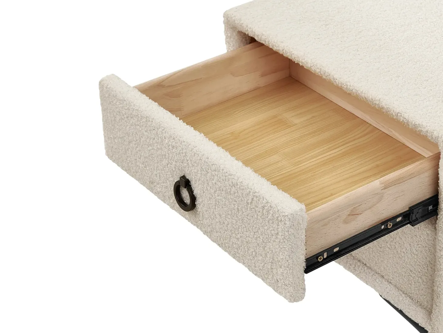 Discount SEZANNE Boucle Złamana biel 180 x 200 cm Łóżka Tapicerowane|Łóżka Podwójne