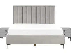 Discount SEZANNE Welur Jasnoszary 180 x 200 cm Łóżka Tapicerowane|Łóżka Podwójne