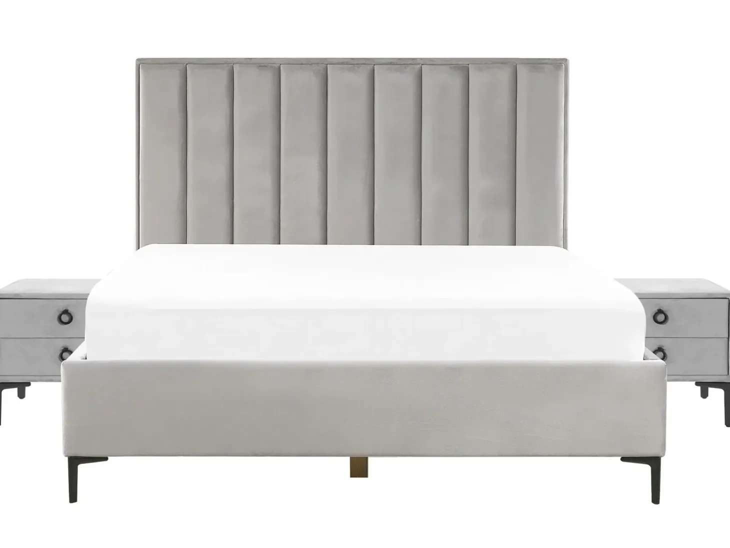 Discount SEZANNE Welur Jasnoszary 180 x 200 cm Łóżka Tapicerowane|Łóżka Podwójne