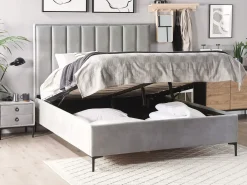 Discount SEZANNE Welur Jasnoszary 180 x 200 cm Łóżka Tapicerowane|Łóżka Podwójne