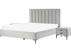 Discount SEZANNE Welur Jasnoszary 180 x 200 cm Łóżka Tapicerowane|Łóżka Podwójne