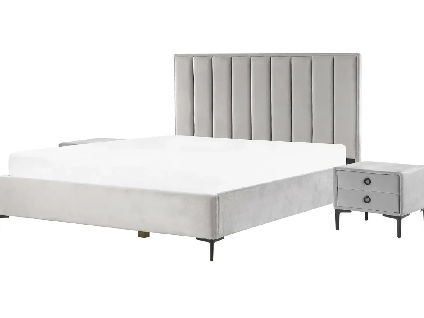 Discount SEZANNE Welur Jasnoszary 180 x 200 cm Łóżka Tapicerowane|Łóżka Podwójne
